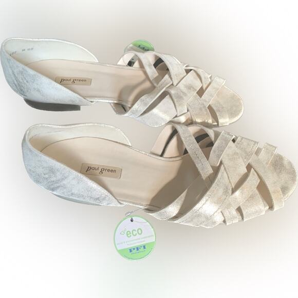 PAUL GREEN Women’s ECO Lucia D'Orsay Peep-Toe Sandal, Mineral Antic Metallic,7.5 - Picture 14 of 14